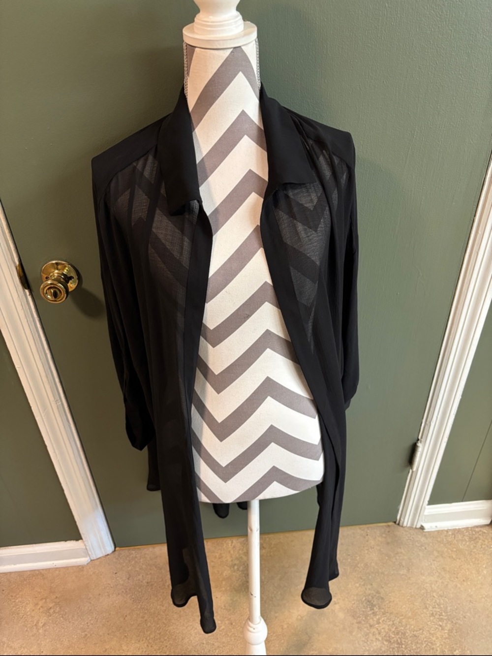 torrid Black Sheer Chevron-Back Duster